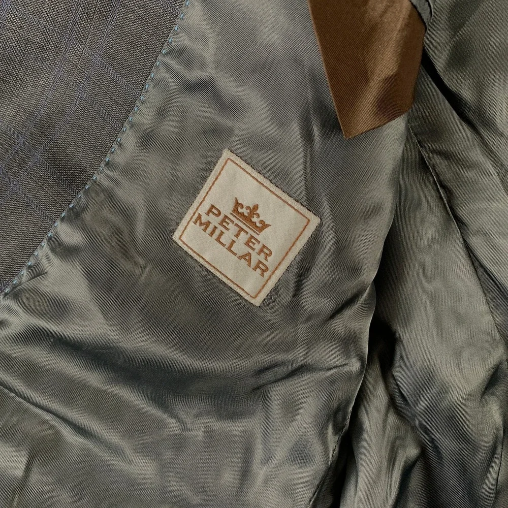 Peter Millar Blazer Jacket Men 40S Gray Windowpane Sport Coat